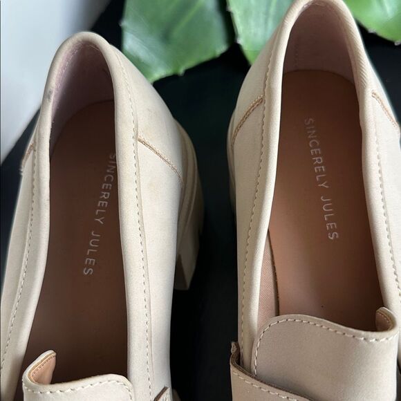 New Sincerely Jules Chunky Lug Sole Loafers Size 8.5M Neutral Platform Shoes - Picture 6 of 8